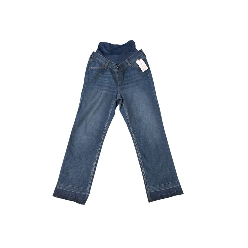 New Maternity Pregnancy Jeans Womens Small Straight Leg Stretch Blue Denim Pants
